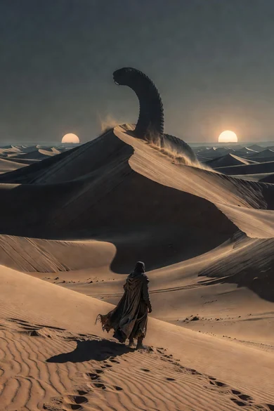 Ilustração gerada por IA inspirada no filme Dune