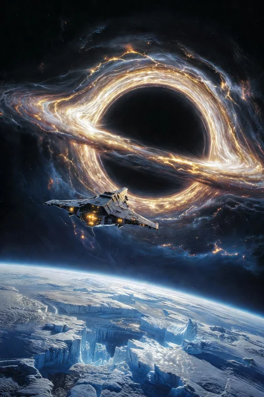Ilustração gerada por IA inspirada no filme Interstellar